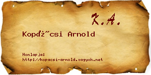 Kopácsi Arnold névjegykártya