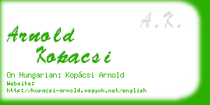 arnold kopacsi business card